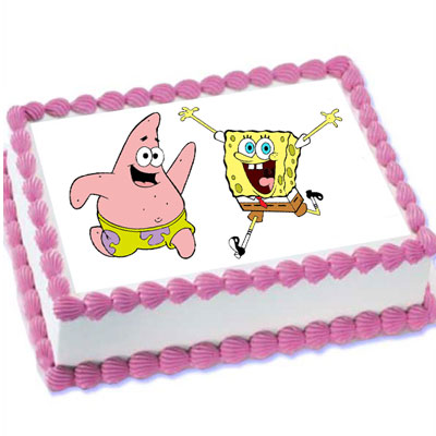 "Sponge Bob Patrick Cartoon - 2kgs (Photo Cake) - Click here to View more details about this Product